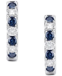 Emerald (1/6 ct. t.w.) & Diamond Accent Small Hoop Earrings in 14k Gold, 0.75" (Also in Ruby & Sapphire)