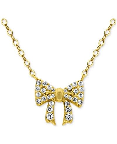 Giani Bernini Cubic Zirconia Bow Pendant Necklace, 16" + 2" Extender, Macy's Exclusive