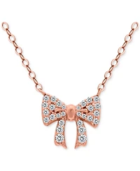 Giani Bernini Cubic Zirconia Bow Pendant Necklace, 16" + 2" Extender, Macy's Exclusive