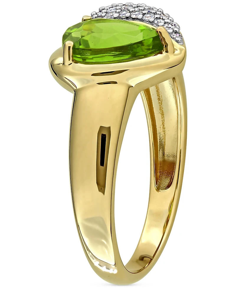 Peridot (1-5/8 ct. t.w.) & Diamond (1/6ct Heart Ring 10k Yellow Gold