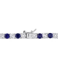 Lab Created Blue Sapphire (16-5/8 ct. t.w.) & Lab Created White Sapphire (16-3/4 ct. t.w.) 17" Collar Necklace in Sterling Silver