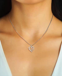 Lab Grown White Sapphire (3/4 ct. t.w.) 18" Heart Pendant Necklace in Sterling Silver