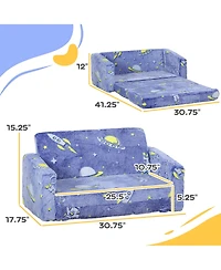 Cesicia 2 in 1 Kids Sofa Chair, Toddler Couch with Glow in The Dark Cosmic Patten, Washable Cover