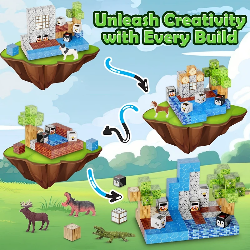 Contixo Magnetic Blocks Building Cubes Game, Sensory Toys 100-Pieces