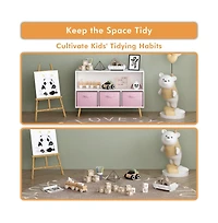 Cesicia Kids bookcase with Collapsible Fabric Drawers, Children's Book Display, Toy Storage Cabinet Organizer