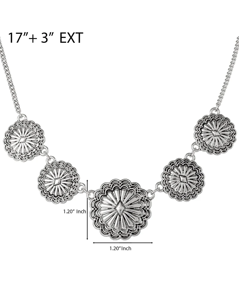 Jessica Simpson Statement Medallion Necklace in Antiqued Silver