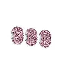 Bling Jewelry Set of 3 Solid Crystal Spacer Charm Bead Sterling Silver Core
