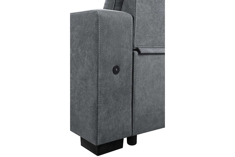 Homlux 95"W Gray Woven Fabric Reversible Sleeper Sectional Sofa with Storage Chaise Cup Holder Charging Ports and Pockets
