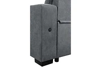 Homlux 95"W Gray Woven Fabric Reversible Sleeper Sectional Sofa with Storage Chaise Cup Holder Charging Ports and Pockets