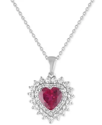 Blue Topaz 1-7/8 ct. t.w. Lab-created White Sapphire 1-1/4 Heart Pendant Sterling Silver