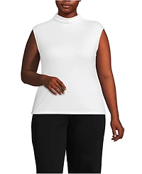 Lands' End Plus Cap Sleeve Drapey Rib Fitted Funnel Neck Tank