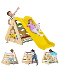 Akiudex 4 in 1 Triangle Climber Toy with Sliding Board and Climbing Net