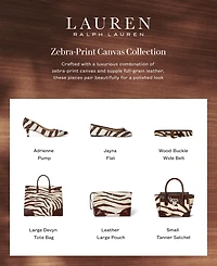 Lauren Ralph Lauren Zebra-Print Canvas & Leather Large Pouch
