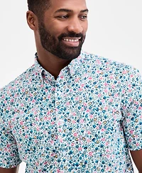 Club Room Men's Fortier Regular-Fit Stretch Floral Button-Down Poplin Shirt, Macy's Exclusive