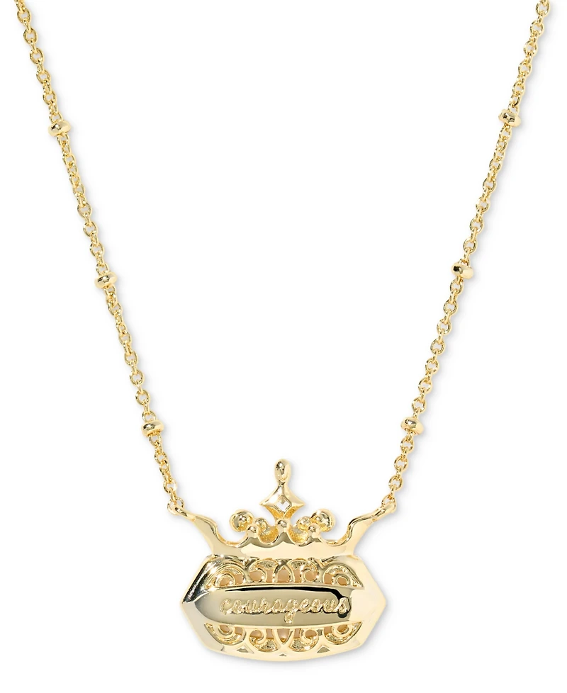 Kendra Scott Disney Elisa Princess Light Pink Iridescent Abalone Pendant Necklace 14K Gold Over Brass