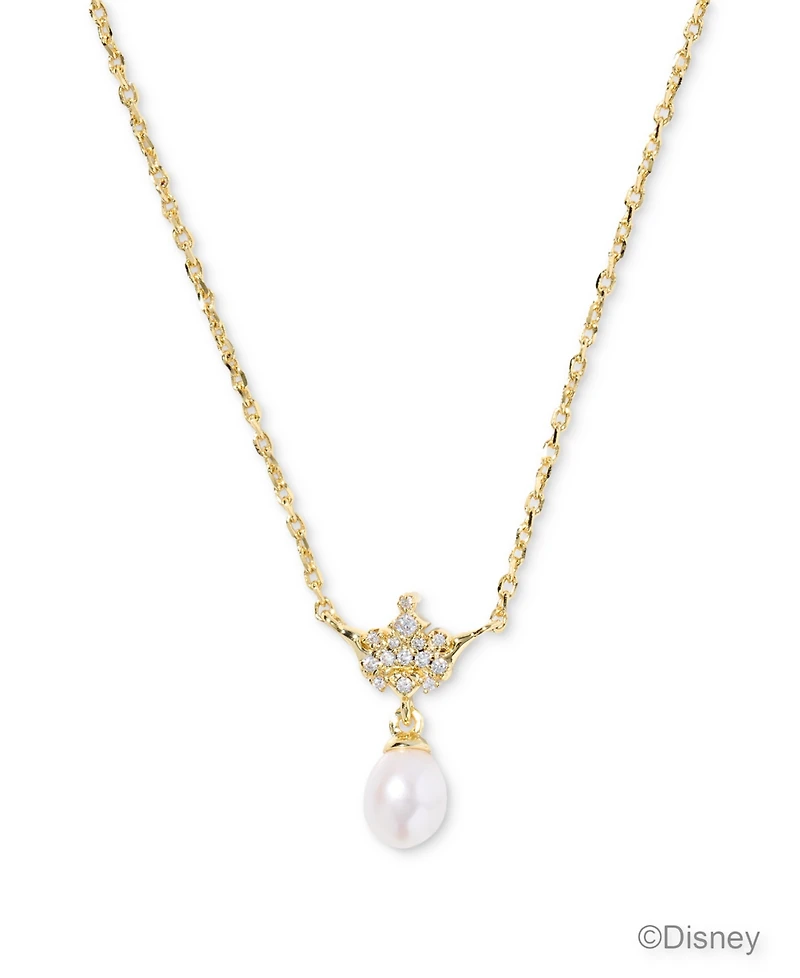 Kendra Scott Disney Princess White Mix Crown Pendant Necklace 14K Gold Over Brass