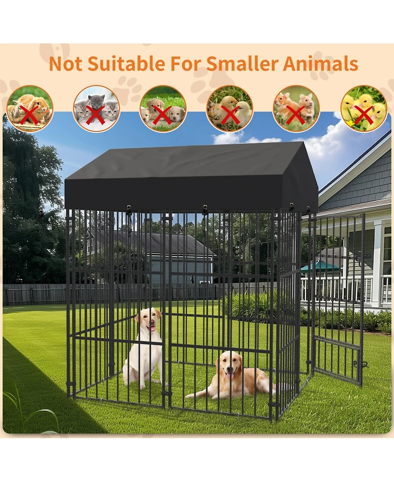 Bingopaw Giant Tall Uptown Welded Outdoor Dog Kennel Playpen Pet Animal Run Crate w/ Roof