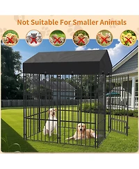 Bingopaw Giant Tall Uptown Welded Outdoor Dog Kennel Playpen Pet Animal Run Crate w/ Roof