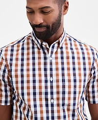 Club Room Men's Regular-Fit Stretch Gingham Check Button-Down Poplin Shirt, Macy's Exclusive