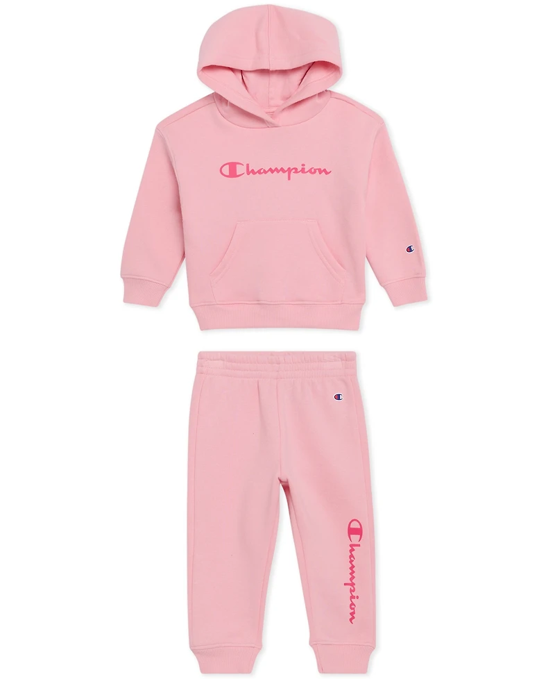 Champion Baby Girls 2-Piece Long Sleeve Hoodie and Joggers Set