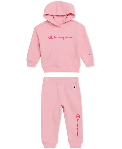 Champion Baby Girls 2-Piece Long Sleeve Hoodie and Joggers Set