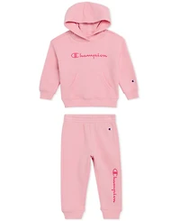 Champion Baby Girls 2-Piece Long Sleeve Hoodie and Joggers Set
