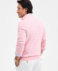 Club Room Men's Cable Knit Quarter-Zip Cotton Sweater, Created for Macy's
