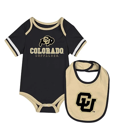Colosseum Baby Boys and Girls 2-Piece Black Colorado Buffaloes Bodysuit Bib Set