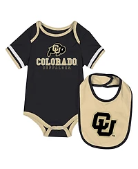 Colosseum Baby Boys and Girls 2-Piece Black Colorado Buffaloes Bodysuit Bib Set