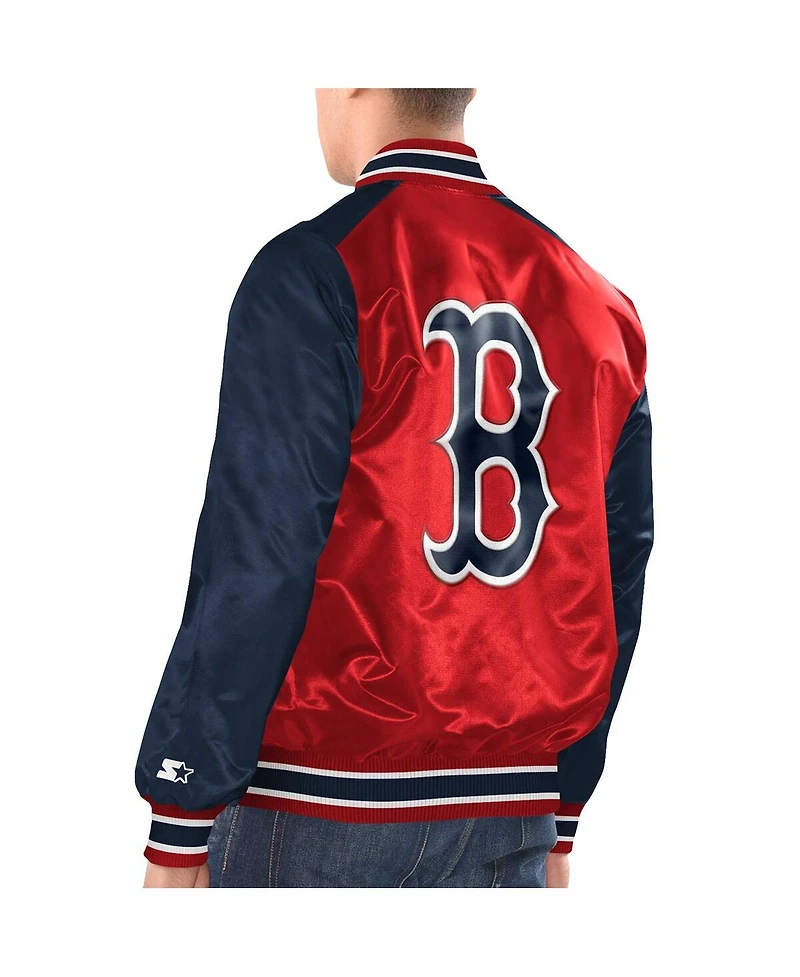 Starter Men's Red/Navy Boston Red Sox Varsity Satin Full-Snap Jacket