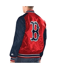 Starter Men's Red/Navy Boston Red Sox Varsity Satin Full-Snap Jacket