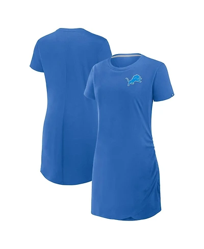 Fanatics Women's Blue Detroit Lions Ruched Drape T-Shirt Dress
