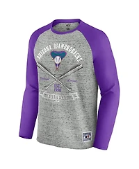 Darius Rucker Collection by Fanatics Men's Heather Gray Arizona Diamondbacks Raw Edge Raglan Long Sleeve Baseball T-Shirt