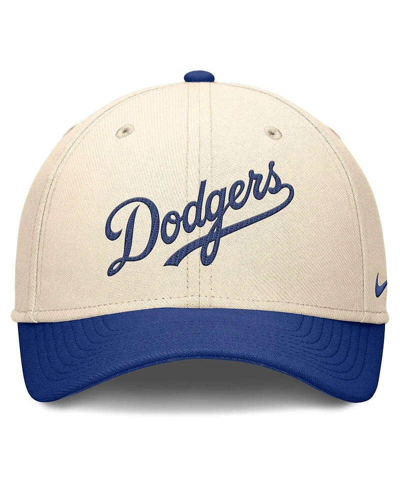 Nike Men's Natural/Royal Los Angeles Dodgers Statement Rise Performance Flex Hat