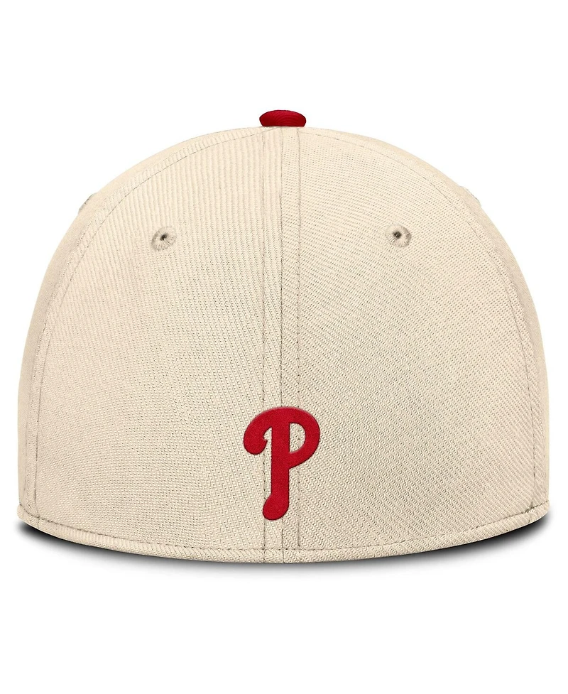 Nike Men's Natural/Red Philadelphia Phillies Statement Rise Performance Flex Hat