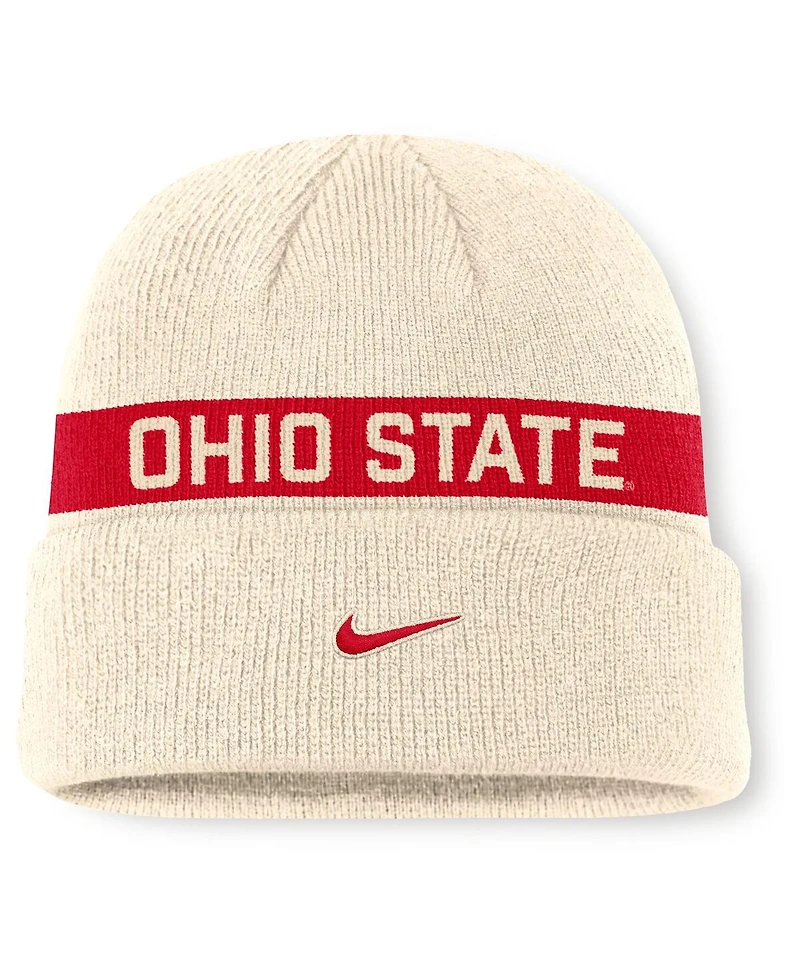 Nike Men's Natural Ohio State Buckeyes Peak Primetime Utility Cuffed Knit Hat
