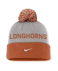 Nike Men's Gray/Burnt Orange Texas Longhorns Primetime Peak Cuffed Knit Pom with Hat