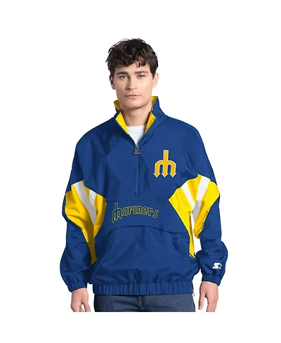 Starter Men's Royal Seattle Mariners Cooperstown Chief Half-Zip Pullover Sweatshirt