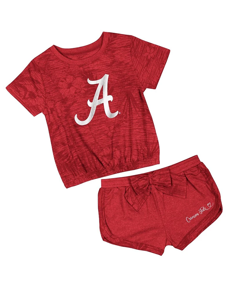 Colosseum Toddler 2-Piece Crimson Alabama Tide Fern T-Shirt and Shorts Set