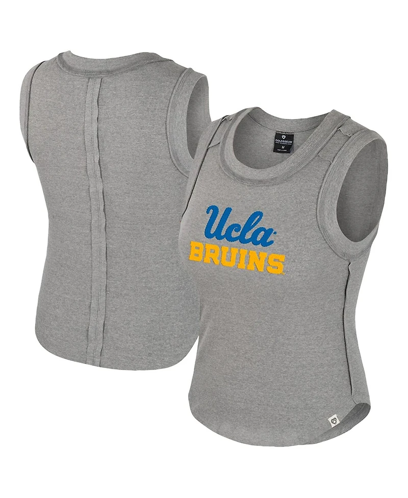 Colosseum Women's Heather Gray Ucla Bruins Beach You Ribbed Tri-Blend Tank Top