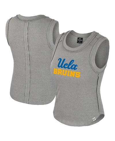 Colosseum Women's Heather Gray Ucla Bruins Beach You Ribbed Tri-Blend Tank Top