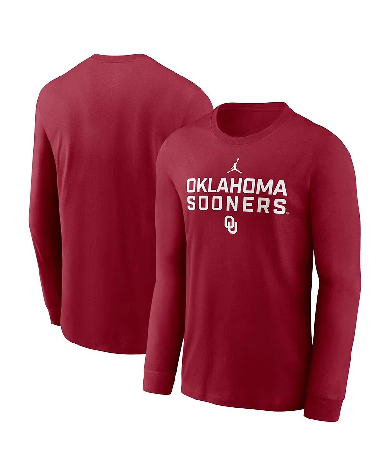 Jordan Men's Crimson Oklahoma Sooners 2025 Sideline Performance Long Sleeve T-Shirt