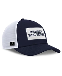 Jordan Men's Navy/White Michigan Wolverines 2025 On-Field Rise Patch Trucker Adjustable Hat