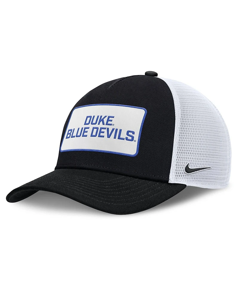 Nike Men's Black/White Duke Blue Devils 2025 On-Field Rise Patch Trucker Adjustable Hat