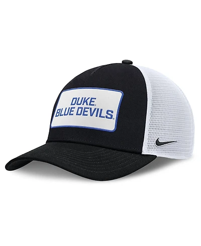 Nike Men's Black/White Duke Blue Devils 2025 On-Field Rise Patch Trucker Adjustable Hat