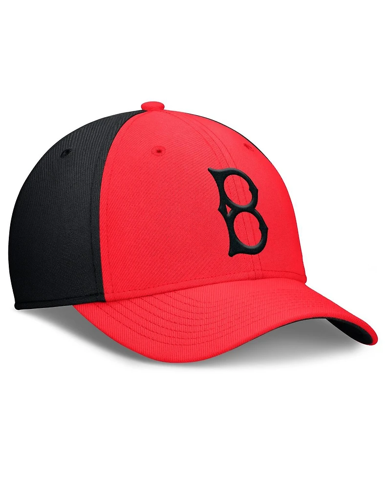 Nike Men's Crimson/Black Brooklyn Dodgers Cooperstown Collection Neon 90s Rise Swoosh Flex Adjustable Hat