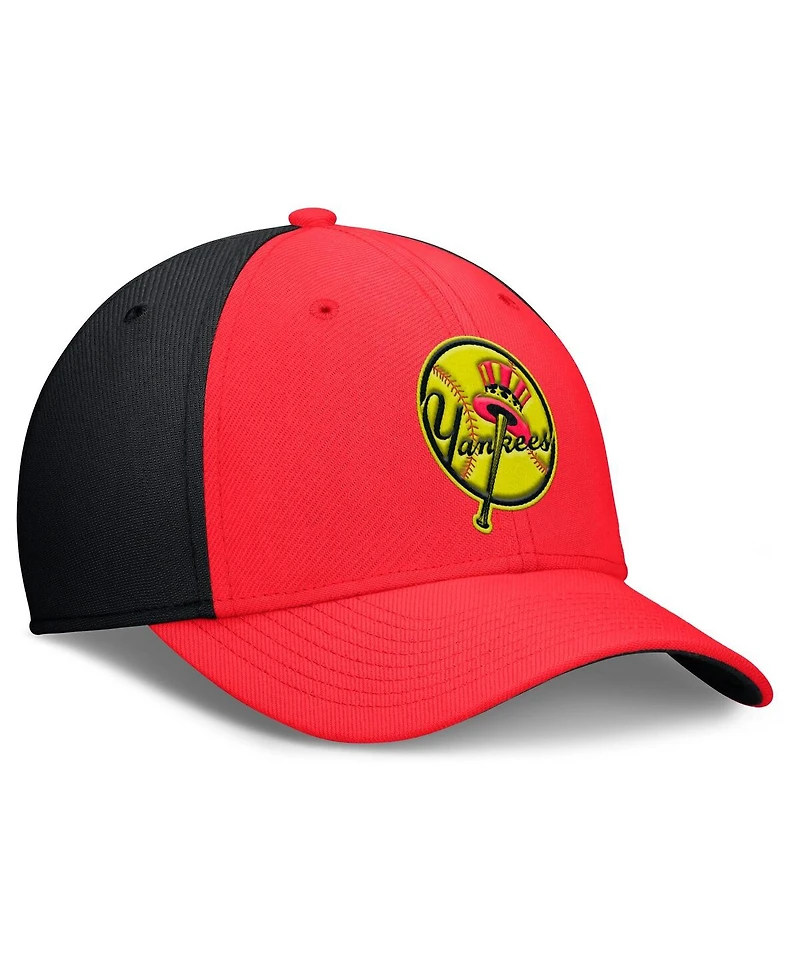 Nike Men's Crimson/Black New York Yankees Neon 90s Rise Swoosh Flex Hat
