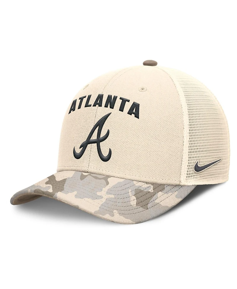 Nike Men's Natural Atlanta Braves Camo Natural Pack Rise Adjustable Trucker Hat