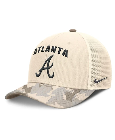 Nike Men's Natural Atlanta Braves Camo Natural Pack Rise Adjustable Trucker Hat