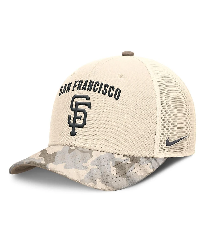 Nike Men's Natural San Francisco Giants Camo Natural Pack Rise Adjustable Trucker Hat